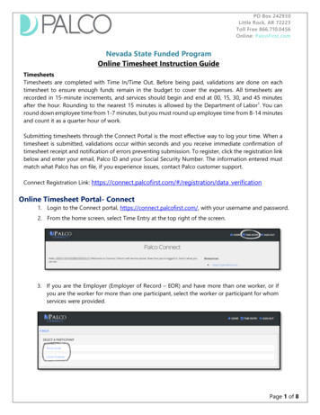 Nevada State Funded Program Online Timesheet Instruction Guide - PALCO