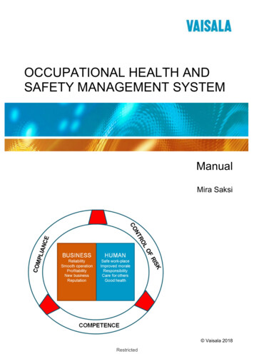 Occupational Health And Safety Management System Manual