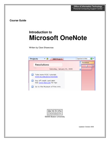 Introduction To Microsoft OneNote - Boston University