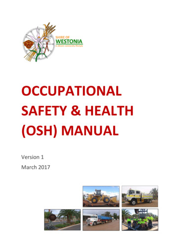 OCCUPATIONAL SAFETY & HEALTH (OSH) MANUAL - Shire Of Westonia
