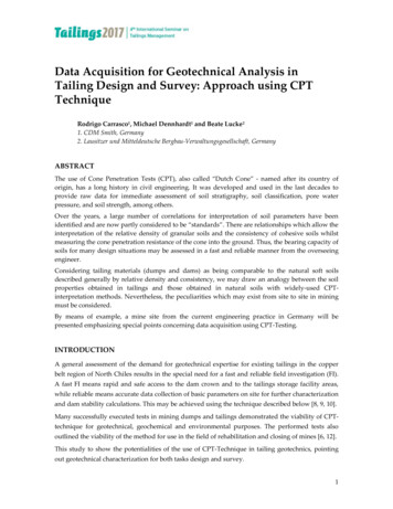 Data Acquisition For Geotechnical Analysis In Tailing . - CDM Smith