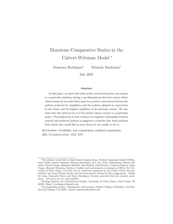 Monotone Comparative Statics In The Calvert-Wittman Model
