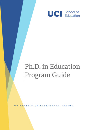Ph.D. In Education Program Guide - UCI School Of Education