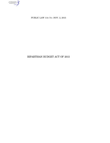 BIPARTISAN BUDGET ACT OF 2015 - Congress