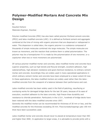 Polymer-Modified Mortars And Concrete Mix Design - IDC-Online