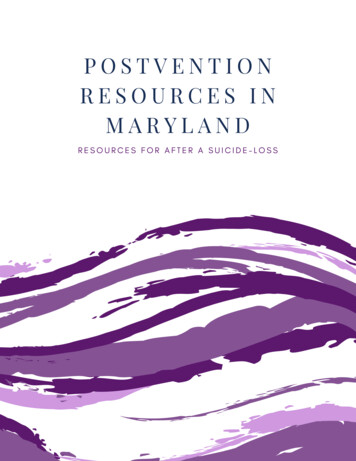 Postvention Resources In Maryland