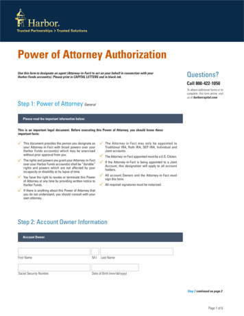 Power Of Attorney Authorization - Harbor Capital