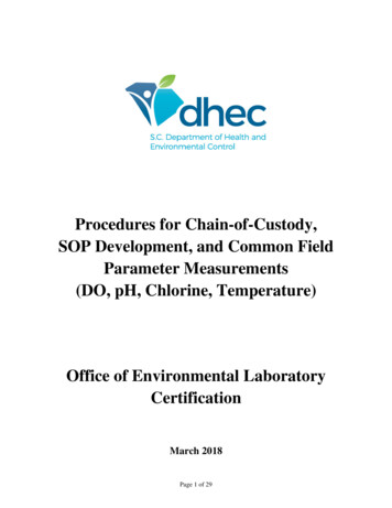Procedures For Chain-of-Custody, SOP Development, And Common . - SCDHEC