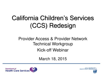 California Children's Services (CCS) Redesign