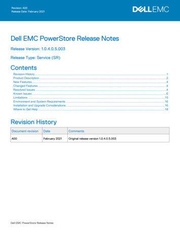 Dell EMC PowerStoreRelease Notes