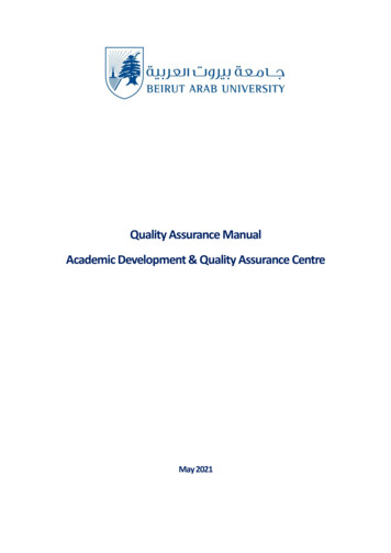 Quality Assurance Manual Academic Development & Quality Assurance Entre