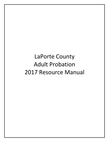 LaPorte County Adult Probation 2017 Resource Manual