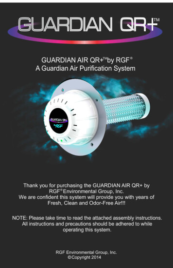 GUARDIAN AIR QR By RGF TM A Guardian Air Puriﬁcation System New .
