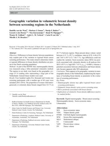 Geographic Variation In Volumetric Breast Density Between . - Springer