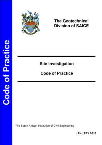Site Investigation Code Of Practice - Geotechnical Division