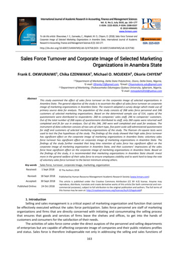Sales Force Turnover And Corporate Image Of Selected Marketing . - HRMARS