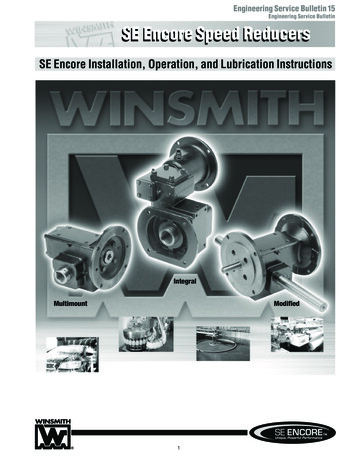 Engineering Service Bulletin SE Encore Speed ReducersSE . - Winsmith