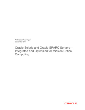 Oracle Solaris And Oracle SPARC Systems—Integrated And Optimized For .
