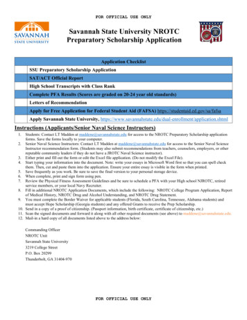 Savannah State University NROTC Preparatory Scholarship Application