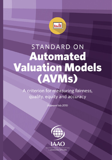 Standard On Automated Valuation Models (Avms) - Iaao