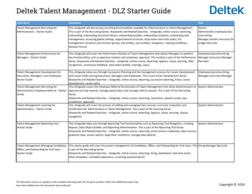 Deltek Talent Management - DLZ Starter Guide