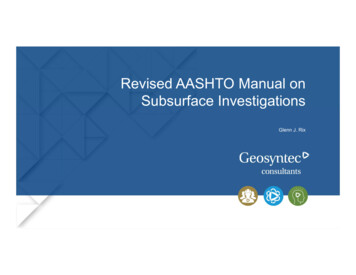 Revised AASHTO Manual On Subsurface Investigations - STGEC
