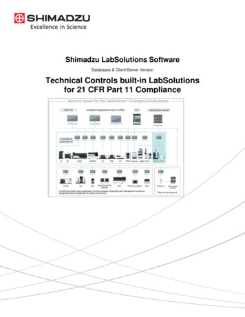 Technical Controls Built-in LabSolutions For 21 CFR Part 11 . - LCMS