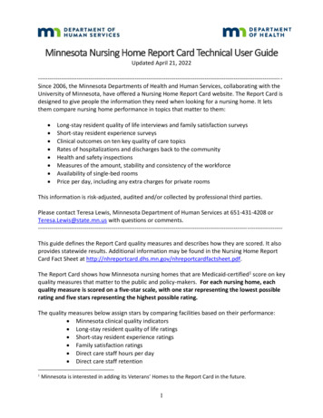 MN Nursing Home Report Card Technical User Guide