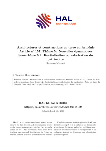 Architectures Et Constructions En Terre En Arménie Article N 157 .