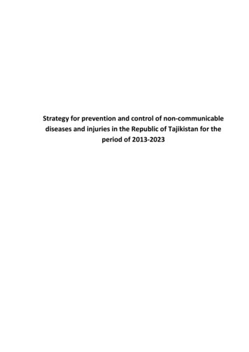 Strategy For Prevention And Control Of Non-communicable Diseases And .