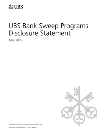 UBS Bank Sweep Programs Disclosure Statement