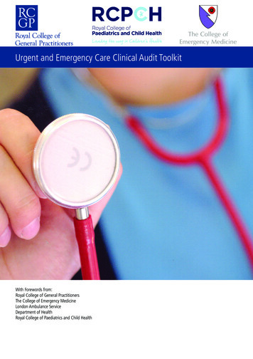 Urgent And Emergency Care Clinical Audit Toolkit - RCEM