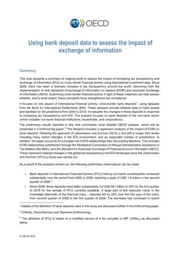 Using Bank Deposit Data To Assess The Impact Of Exchange Of . - OECD