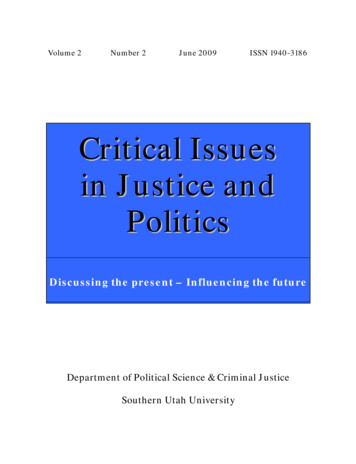 Critical Issues In Justice And Politics - Cedar City, UT