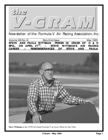 Newsletter Of The Formula V Air Racing Association, Inc.