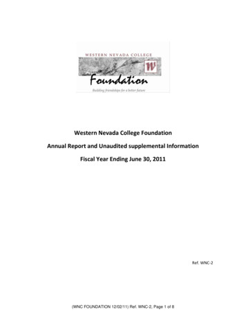 Western Nevada College Foundation Annual Report And Unaudited .