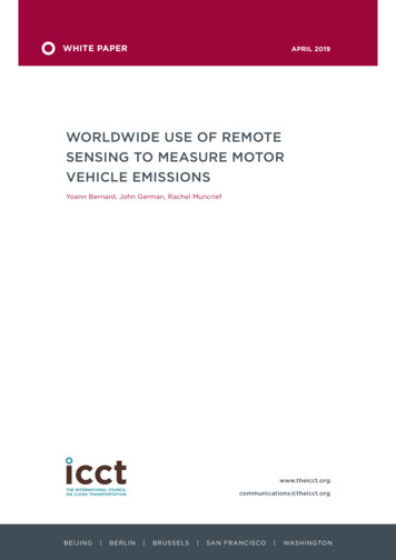 Worldwide Use Of Remote Sensing To Measure Motor Vehicle Emissions