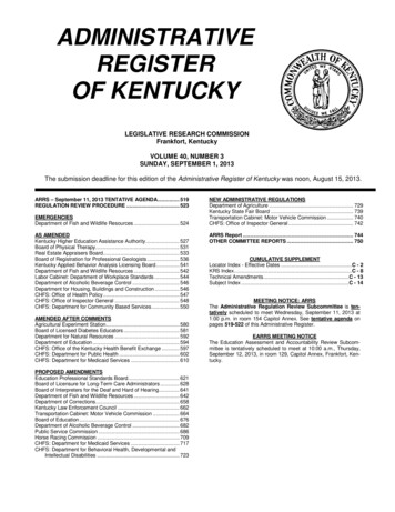 Administrative Register Of Kentucky
