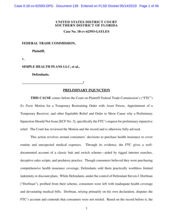 United States District Court's Order Granting Motion For Preliminary .