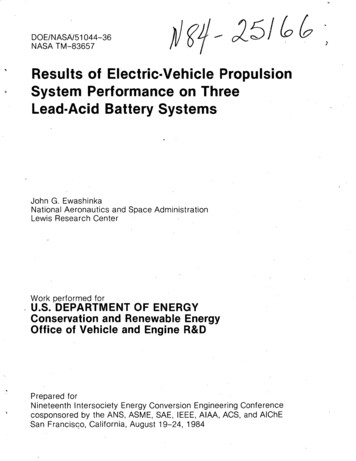 Results Of Electric-Vehicle Propulsion System Performance On . - NASA