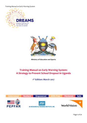 Training Manual On Early Warning System: A Strategy To Prevent School .