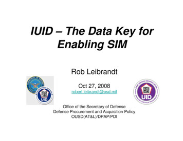 IUID - The Data Key For Enabling SIM - SAE International