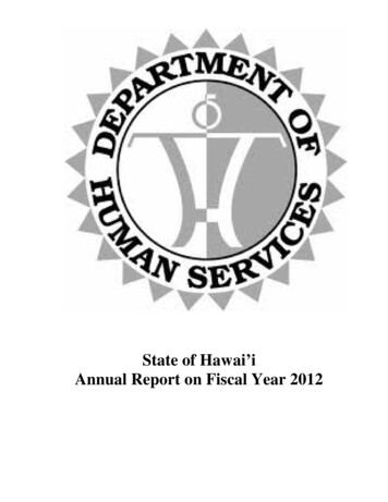 State Of Hawai'i Annual Report On Fiscal Year 2012