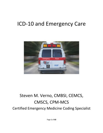 ICD-10 And Emergency Care - Coding