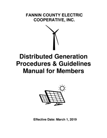 Distributed Generation Procedures & Guidelines Manual For Members - FCEC