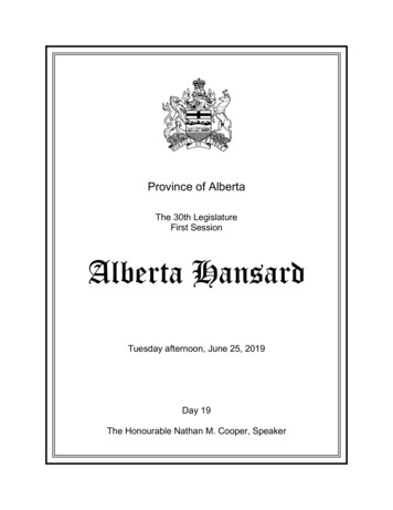 Province Of Alberta - Legislative Assembly Of Alberta