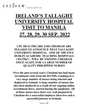 Ireland'S Tallaght University Hospital Visit To Manila 27, 28, 29, 30 .