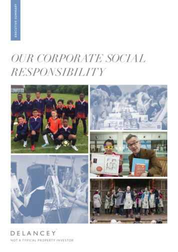 OUR CORPORATE SOCIAL RESPONSIBILITY - Delancey