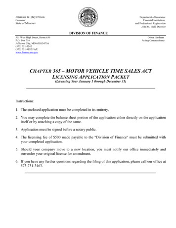 CHAPTER 365 - MOTOR VEHICLE TIME SALES ACT LICENSING . - Missouri