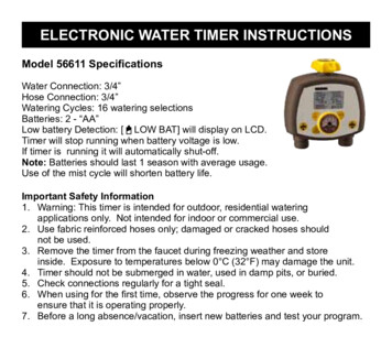 ELECTRONIC WATER TIMER INSTRUCTIONS - LRNelson 